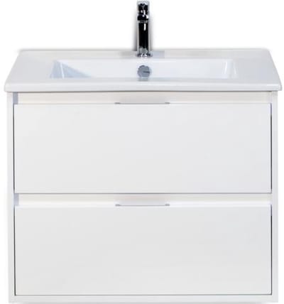 Porto Badmeubelset 70 cm - Wit Hoogglans - Keramische Wastafel Wit Slim