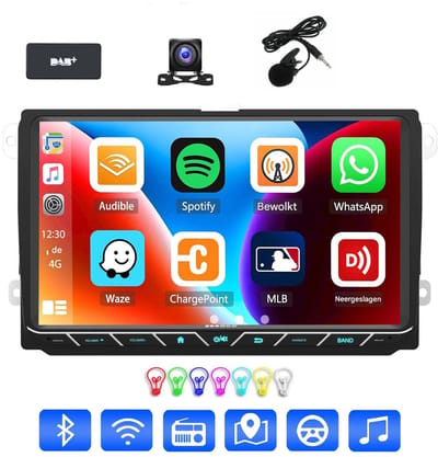 ESSGOO autoradio geschikt voor CarPlay voor Volkswagen VW/TIGUAN/GOLF/POLO/TOURAN/CADDY - 2GB + 32 GB - Android 15 - navigatiesysteem - Bluetooth & Wifi FM RDS USB - Achteruitrijcamera - Microfoon - DAB+