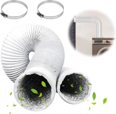 Flexibele Aluminium Afvoerslang 100 mm voor Airconditioning en Ventilatiesystemen met 2 RVS Slangklemmen, Ideaal voor Droogapparaten en Ventilatoren