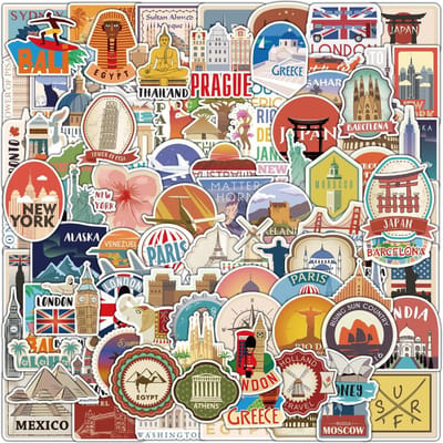 10/30/50/100 pièces Panneaux Touristiques Graffiti sur Bâtiments Stickers Esthétiques Skateboard Ordinateur Portable Moto Téléphone Voiture Décoration Jouet Enfant gray