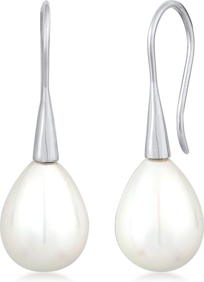 Nenalina - Oorbellen - Dames Drop Oorbellen Klassiek met Schelpkern Kralen in 925 Sterling Zilver - Dames