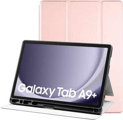 Tablet Hoes Geschikt voor Samsung Galaxy Tab A9 Plus | Luxe Tri-Fold Book Case | Kunst Leren Bescherm Hoes | Standaard Functie | Roze