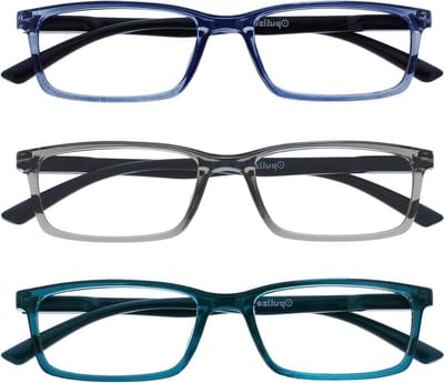 Blauw Licht Bril - Computer Bril - Digitaal Comfort - Ontspiegeld Transparant - 3 Paar - Blauw Grijs Turkoois