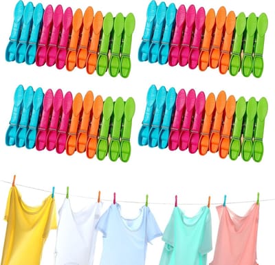 48 Stuks Kledingknijpers met Mand, 7.3 cm Kledingknijpers voor Waslijnen en Hangers, Duurzaam en Handig voor Thuisgebruik
