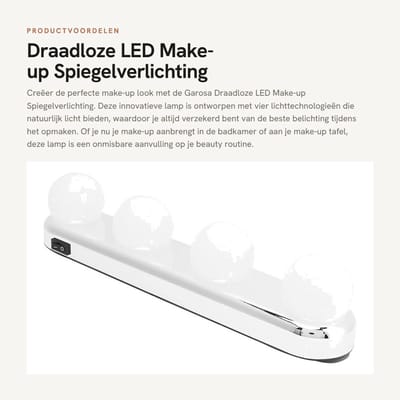 Dailygoods - Draadloze LED Make-up Spiegelverlichting - Verlichting met 4 Lampen - Ideaal voor Perfecte Make-up - Compact en Draagbaar - Geschikt voor...