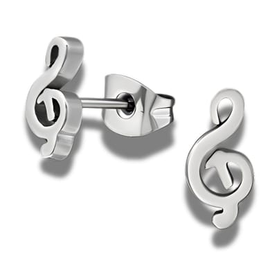 Oorstekers - oorbellen - Muzieksleutel - edel staal - zilverkleurig - hypoallergeen