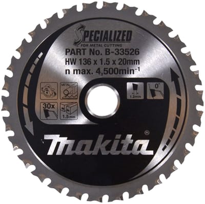 Makita Cirkelzaagblad voor Zacht Staal | Specialized | Ø 136mm Asgat 20mm 30T - B-33526
