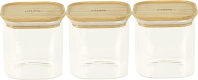 Pebbly - Vershouddoos Vierkant 800 ml Set van 3 Stuks - Borosilicaatglas - Transparant