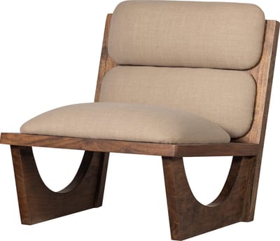 WOOOD Opulent Fauteuil - Bouclé/Hout - Naturel - 75x70x80