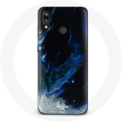 Coque pour Huawei P20 Lite Nuages de fumée multicolore de bleu gris et noir sur fond noir