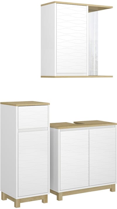 Vicco Badkamermeubelset Livia, Wit/Eiken, 3-delig