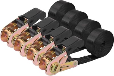 Spanbanden Zware Ladingen - Bevestigingsbanden Ratel - Vastbinden Transport - Duurzaam Nylon Materiaal - 4 Stuks 365cm - Zwart