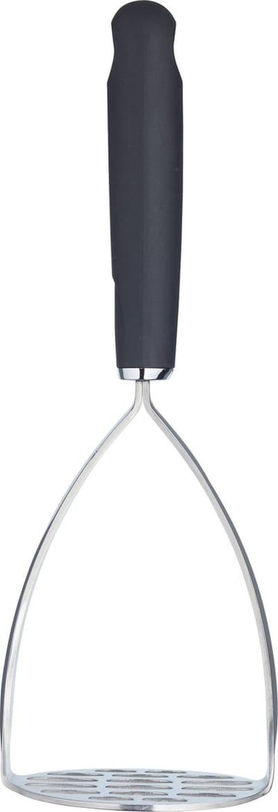 KitchenCraft Masterclass Aardappelstamper Met Zachte Handgreep - Roestvrij Staal ‎28 x 9,5 x 8 Centimeter Zwart/zilverkleurig
