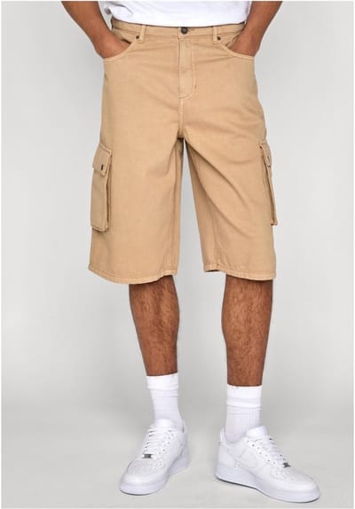 Urban Classics - Washed Workwear Cargo Korte broek - Taille, 31 inch - Beige