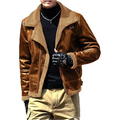 Bont Eendelig Lamsvacht Herenjas Verdikte Bont Suède Jas 5XL brown