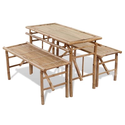 vidaXL - Biertafel - met - 2 - bankjes - 100 - cm - bamboe