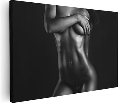 Artaza Canvas Schilderij Vrouw Naakt - 30x20 cm - Klein - Muurdecoratie Woonkamer - Wanddecoratie Sensueel - Schilderijen Op Canvas Erotiek