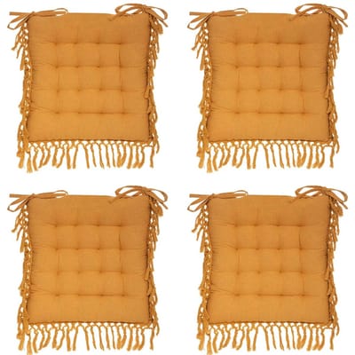 Eazy Living Stoelkussen Jeanne Geel 40 x 40 cm - 4 Stuks