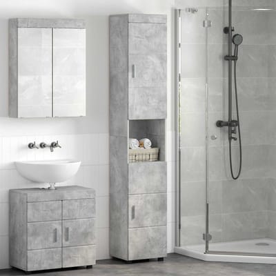 vidaXL - Badkamerkast - set - TULUM - Beton - Grijs - 37 - x - 31,5 - x - 203 - cm