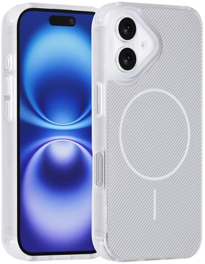 Carbon Fiber Backcover Geschikt voor: iPhone 17 – AntiShock Schokbestendig – Krasbestendig – Slank & Stijlvol Ontwerp – Premium Bescherming - Wit