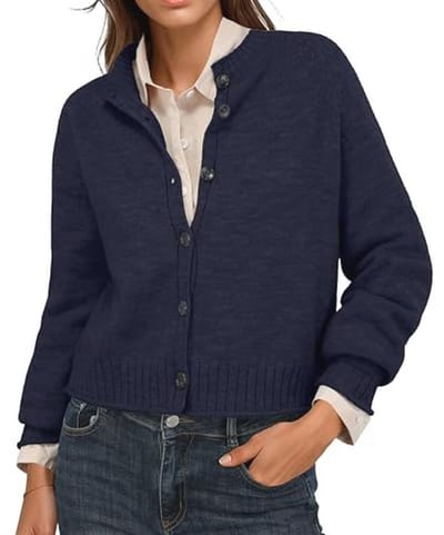 GRECERELLE Vesten voor vrouwen UK lange mouwen ronde hals korte open voorkant gebreide truien herfst knoopsluiting
