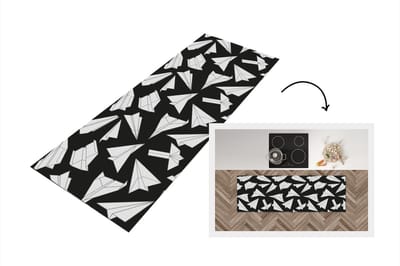 Keukenloper - Loper keuken - Design - Papier - Vliegtuig - 150x50 cm - Keukenloper vinyl