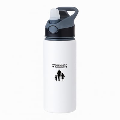 Hacebo® - papa je staat altijd bij mijn zijde waterfles met rietje zwart - Vader - voor de liefste papa - vader cadeautjes - vaderdag - verjaardag - geschenk - kado - vader artikelen - water fles - 650ML