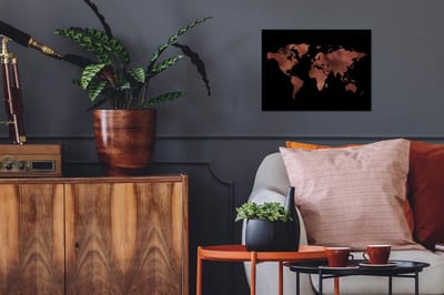 Poster in lijst - Fotolijst 40x30 cm - Posters - Wereldkaart - Rood - Zwart - Posterlijst zwart - Decoratie - Wanddecoratie woonkamer - Muurdecoratie slaapkamer