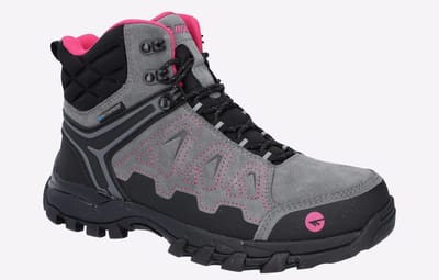 Hi-Tec V-Lite Explorer WP Koe-Suède Leren Wandelschoenen Voor Dames Grijs/Fuchsia