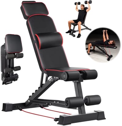 JOYNEXTBUY - Fitnessbank - Verstelbaar - Trainingsbank - Halterbank - Sportbank - Krachttrainingsbank - Home Gym Bank - Zwart