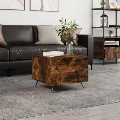 vidaXL - Salontafel - 50x50x40 - cm - bewerkt - hout - gerookt - eikenkleurig