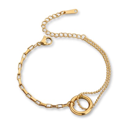 Marama - Combi Armband Goud Cirkel - Hoogwaardig Stainless Steel - Veel polsmaten