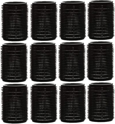 12 Stuks Zwarte Grote Haarrollers 30 mm voor Krullen en Golven