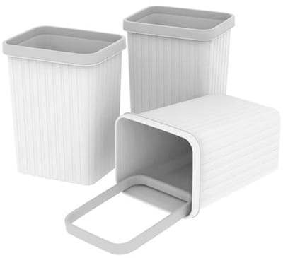 Prullenbak Set 8,2L - 3 Stuks, Duurzame Afvalmanden voor Keuken, Badkamer en Kantoor