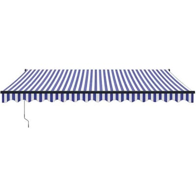 vidaXL - Luifel - uittrekbaar - 4x3 - m - stof - en - aluminium - blauw - en - wit