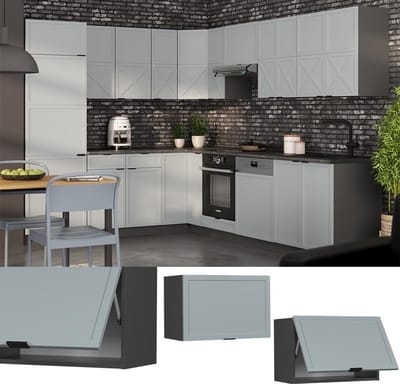 Wandkast Keuken Licht Blauw Grijs 60 cm Plat Soft-Close