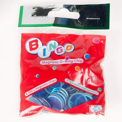 Bingofiches met metalen rand Ø17mm - Kleur: Blauw