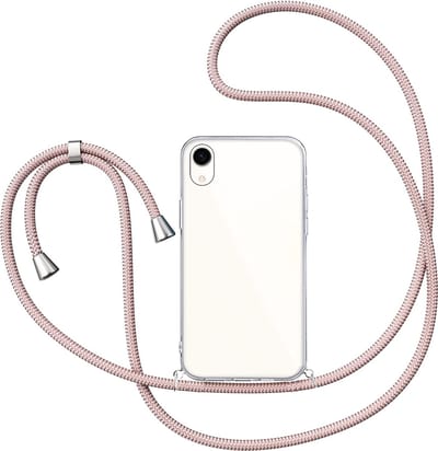 Hoesje met Koord geschikt voor Samsung Galaxy A03 Core - Back Cover Siliconen Case Transparant Hoes Roségoud