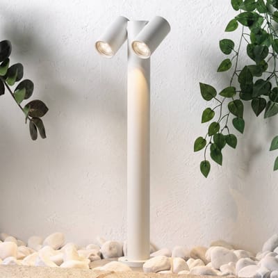 PRIOS - Padverlichting, zuillampen - 2lichts - Aluminium, glas - H: 60 cm - GU10 - wit