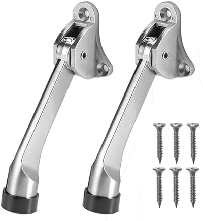 Verstelbare metalen deurstoppers met rubberen buffer - 2 stuks voor binnen en buiten, 13 cm lang, ideaal voor balkon- en kamerdeuren