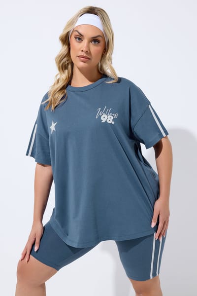 Yours Active Blauw 'Wellness Studio' Tshirt Size 42