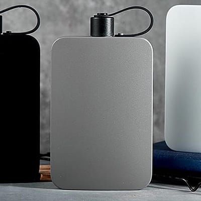 Platte waterfles, 20,7 x 12 x 2,9 cm, 500 ml, roestvrijstalen sportbeker met deksel voor buiten, kamperen, sport, woon-werkverkeer, sportschool, wandelen, school