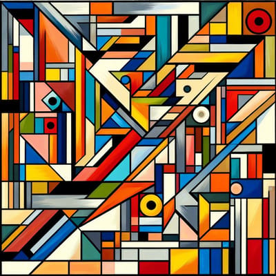 Acryl picasso schilderij | Prismatic masterpiece: Vibrant acryl hues inspired by Picasso's genius | Kunst - 80x80 centimeter op Dibond | Foto op Dibond