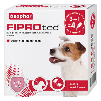 Beaphar Fiprotec Anti Teken- en Vlooiendruppels - Hond - 2-10 kg - 4st