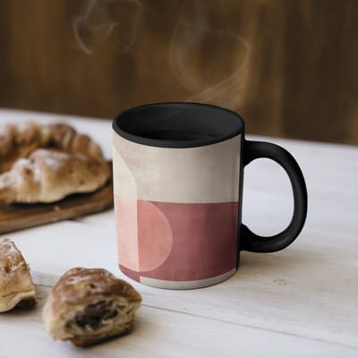 Magische Mok - Foto op Warmte Mokken - Koffiemok - Figuren - Abstract - Roze - Magic Mok - Beker - 350 ML - Theemok