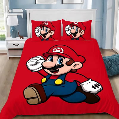 Spel Super M-Marios Dekbedovertrek Kussensloop Beddengoed Set Volwassen Jongen Meisje Slaapkamer Decoratie Kindercadeau Enkel Dubbel Grote Maat 180*220cm 3pcs