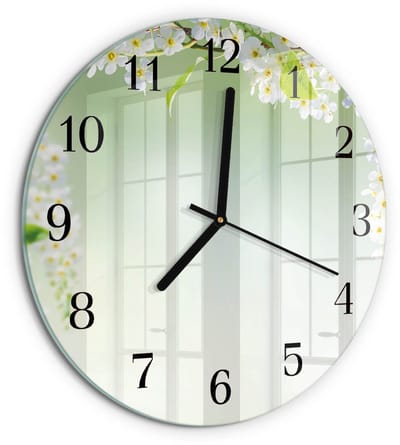 Tulup Wandklok - Lente Wandklok Glas Decoratie - 30fi cm - Groente Gekleurde Glazen Klok - Zwarte Handen - Ronde Wandklok - Moderne Wandklok Glas - Wandklok Glas Decoratie