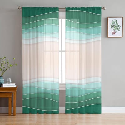 Verloop Geometrisch Minimalistisch Abstract Transparant Voile Raamgordijnen Tule Gordijnen Woonkamer Balkon Decoratie Draperieën 135W x 114H(cm) white