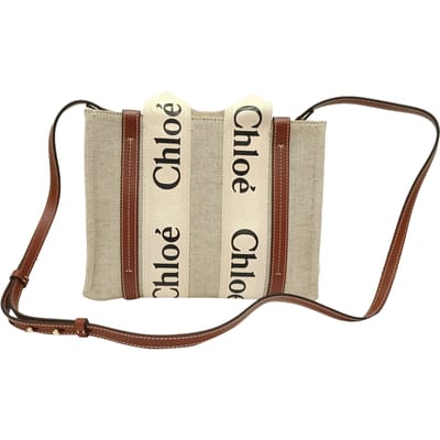 Chloé Small Woody Tote Bag in beige katoenen canvas