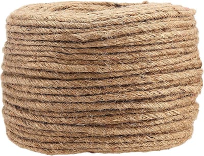 Natuurlijke Jute Touw van 60M x 6MM, Meerdere Strengen Gedraaid, Ideaal voor Ambachten, Tuinieren en DIY Projecten
